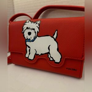 Mark Tetro red westie crossbody purse with matching small wallet